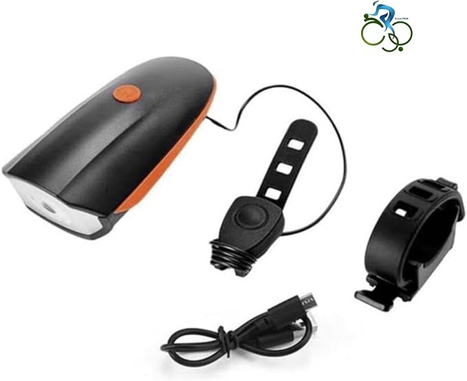 Rechargeable Front Bicycle And Scooter Light with Lithium Battery, Powerful LED Illumination, Built-in Siren, and 5 Multi-Sound Modes – by Abo Elgoukh & Maxlerz – Orange Color - Image 2